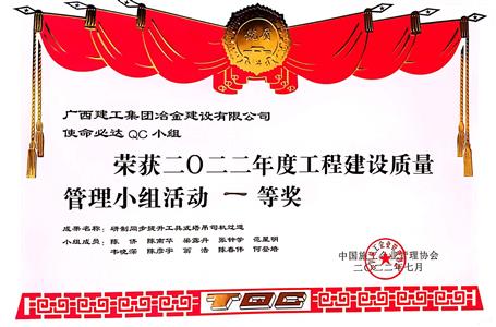 【喜訊】冶建公司三項QC成果獲國家級大獎