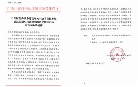冶建公司獲自治區(qū)住建廳、南寧市住建局通報表揚并獲誠信加分